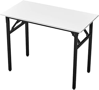 Folding Computer Desk Small Wooden Portable Compact Office Desk Portable PC Laptop Study Workstation Table Picnic Table Office Home for Adults Kids No Assembly Needed 100 x 50 x 75cm White