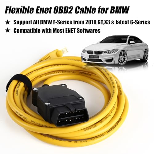 Image of Enet OBD2 Cable for BMW F- Series Coding, OBD ENET Cable RJ45 Compatible with E-SYS ICOM ISTA+ Bootmod3 Bimmercode, 6.6ft /2M