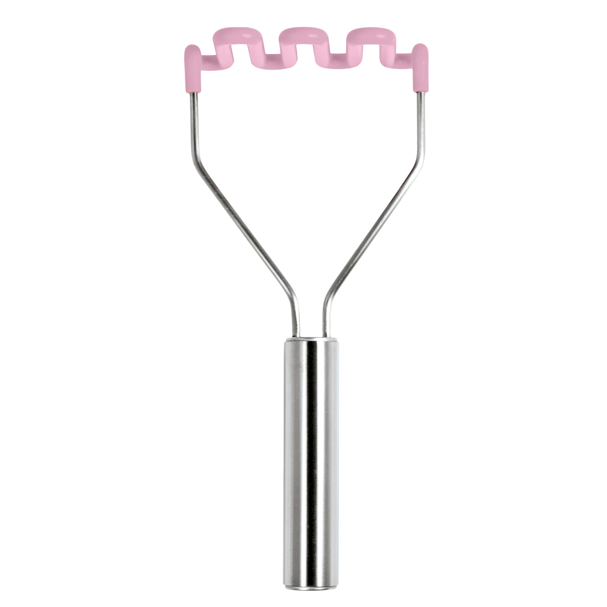Tovolo Silicone Potato Masher Stainless Steel Handle Pink Sorbet Dishwasher Safe Heat Resistant Non Scratch Handheld Coil Wire Potato Smasher for Nonstick Pans Ergonomic Kitchen Food Prep Tool