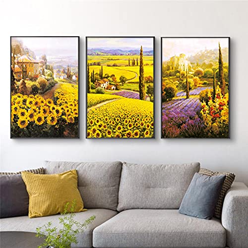 Impressions abstraite de qualite pour mur de salon avec toile tournesol 60x90cm
