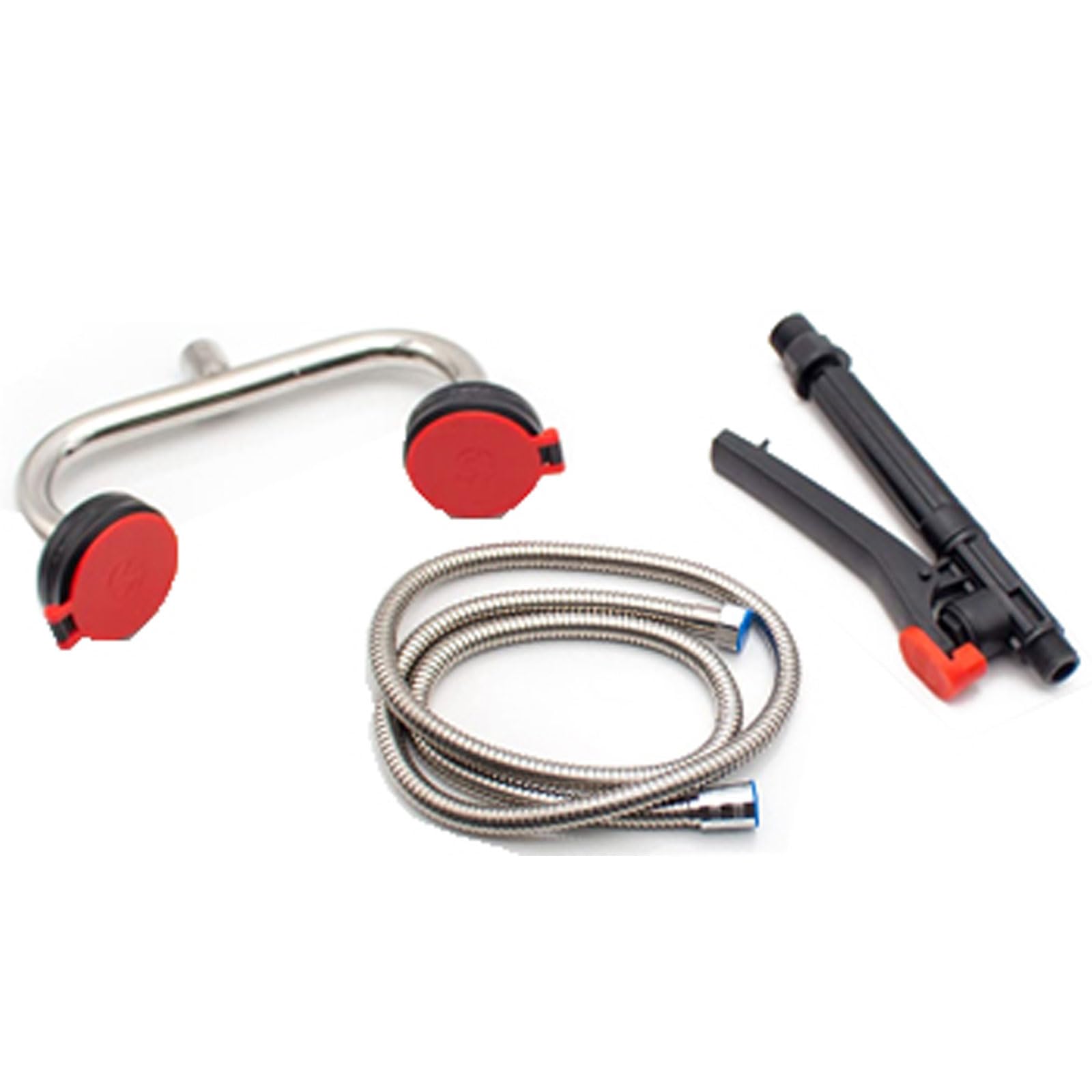 JOSBY Estación lavaojos de Emergencia, Ducha de Seguridad con Descarga Ocular, caudal Ajustable de 10 a 14 l/min, Manguera de riego, Cabezal de pulverización Manual para Lavado de Ojos y Ducha Facial