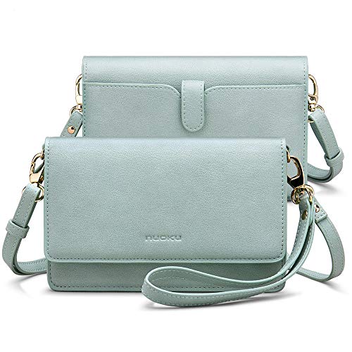 Image of nuoku Women Small Crossbody Bag Cellphone Purse Wallet with RFID Card Slots 2 Strap Wristlet(Max 6.5'') 