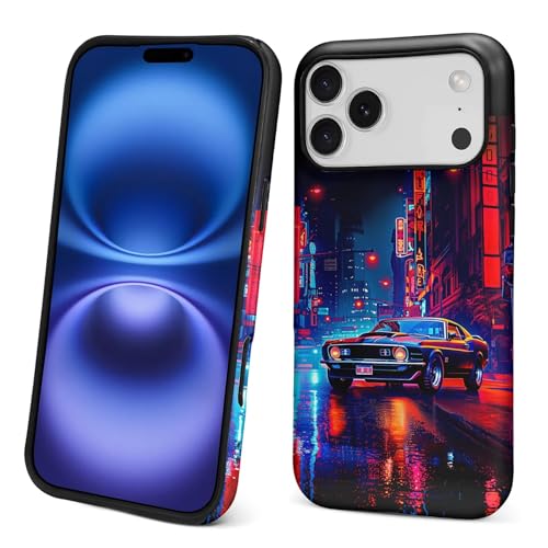 Coque PT 17 PM motif voiture de ville nocturne en silicone liquide mat antichoc