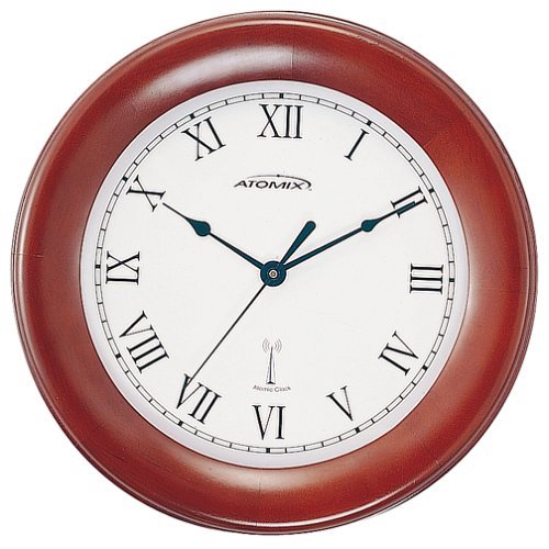 Atomix 00569 11 1/4" Atomic Clock (Mahagony Finish Hardwood Frame