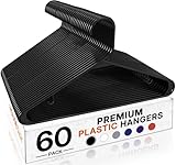 HOUSE DAY Black Plastic Hangers 60 Pack, Clothes Hangers with Non Slip Hooks, Durable & Space Saving Coat Hanger, Light-Weight Clothing Hanger, Perfect Closet Organizer for Everyday Use