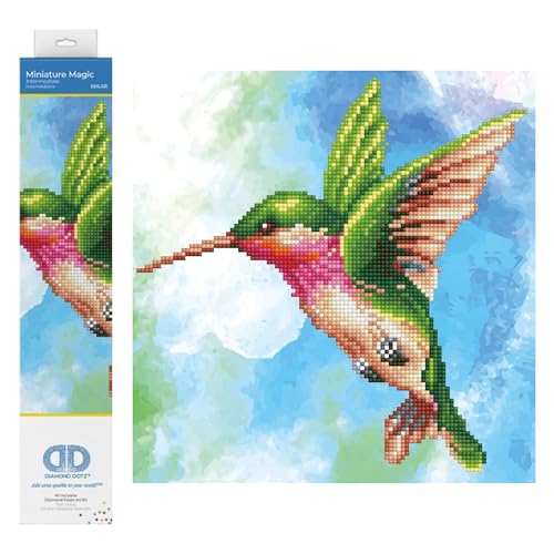 Diamond Dotz Diamond Painting de Animales. Cuadro de Diamantes 5D de Colibrí Colorido. Kit Completo de Pintura con Diamantes de 29.00 x 28.00 cm
