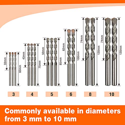 Amazon-Brand--Umi-15-Piece-Masonry-Drill-Set-3456810mm-YG8C-Carbide-Drills-for-Masonry-Brick-Cement-Impact-Drill-Accessories-with-Storage-Case