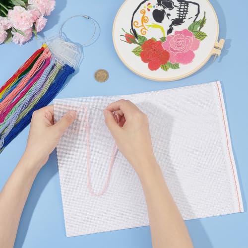 Image of BENECREAT 10 Count Cross Stitch Cloth, 11.8x39 Inch White Essential Basic Aida Cloth for Embroidery Floss and Yarn Knitting, Embroidery Fabric