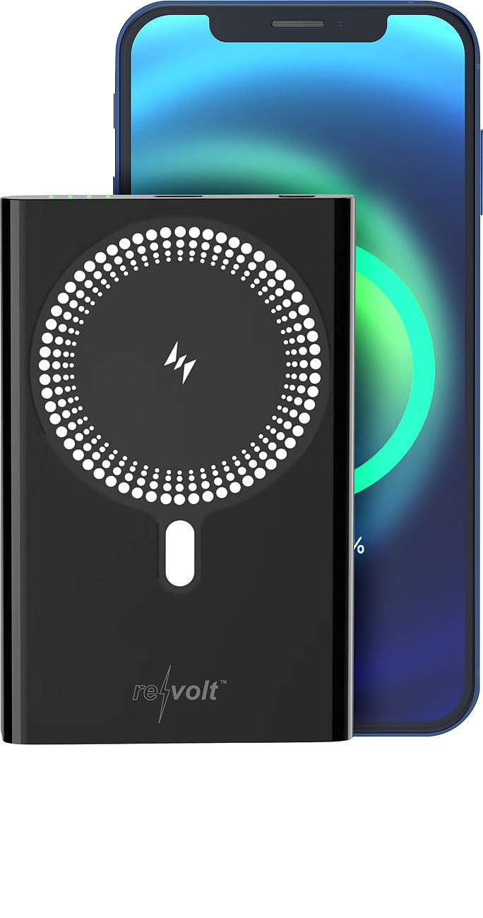 revolt powerbank portatile: Set da 2 Powerbank, PB-450, 5.000 mAh, compatibile con Qi e MagSafe (magsafe slim, leggero, mini)