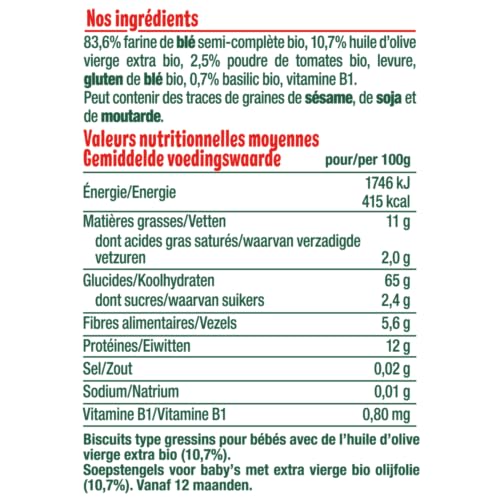GOOD GOÛT - Mini-Baguettes Tomate Et Basilic - Biscuits Type Gressins Pour Bébé - Dès 12 Mois - Sachet Refermable - 70g - BIO – Image 3