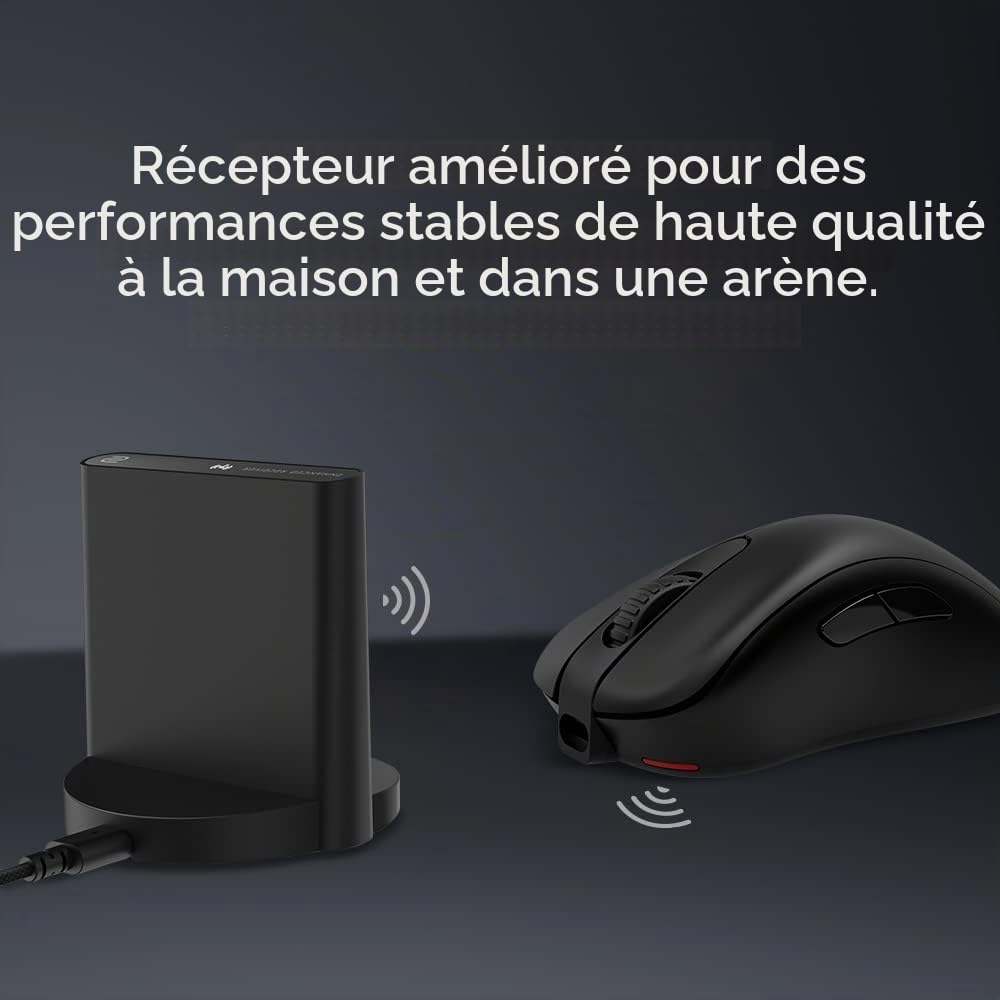 BenQ Zowie EC3-CW Souris de Jeu Ergonomique sans Fil pour Esports | Récepteur amélioré | Roue de défilement à 24 Niveaux | sans conducteur | Revêtement Noir Mat | Petite Taille