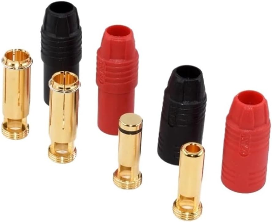 AS150 Connector Plugs Anti-Spark Golden Bullet 7mm Connector Male Female Bullet Connectors Plugs Fit For AS150 RC Drone(5pcs Red M) image 4