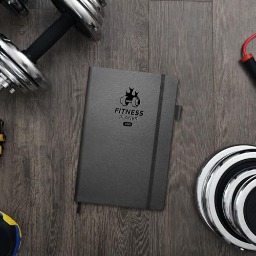 BIROYAL Trainingstagebuch PRO für Hochintensiv-Trainierende, Täglicher Platz für 12 Kraftübungen & 5 Cardio-Sessions, Undatierte Trainingsbuch A5, Ledereinband schweißfest, Workout Gym Buch für Gym