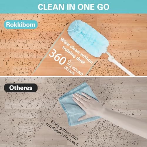 Image of 60 Count Heavy Duty Duster Refills for Swiffer, Multisurface 360 Larger Size Dusters with 4X Cleaning Power, Disposable Dusters for Pet, Cleaning Home, Blinds, Fans, Corners (60 pcs-Blue)