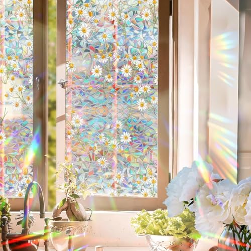 Vinilo decorativo 2 piezas con diseño arcoíris 3D para ventana miniatura 3