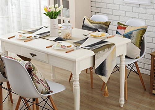 Zebrasmile Ombre Geometric Coffee Table Runners With Tassels Polyester Jacquard Elegant Striped Fall Table Runners For Home Kitchen Dining Table Decoration, Gold 13 X 64 Inch #TOP3