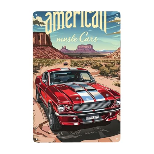 CDSASHCA American Muscle Car Metal Signs,Vintage Tin Sign For Art Wall Decor,For Garage,Club,Man Cave,Tinplate,Classics Artistic Plaque Poster,Decorative Gifts For Cars Collectors,8x12 Inch