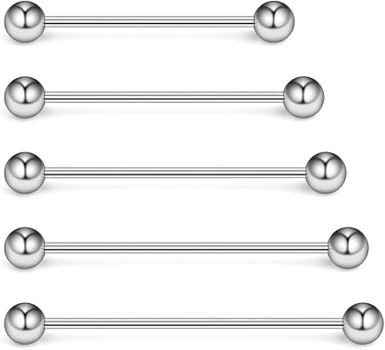 Ruifan 5-10PCS 16 Gauge Mix Sizes Industrial Barbell Cartilage Earring Body Piercing Jewelry 28mm 32mm 35mm 38mm 40mm