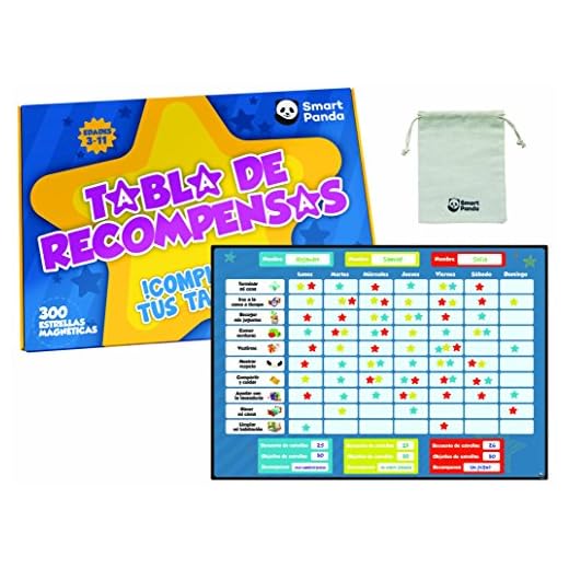 Tabla de Recompensas para Niños - Pizarra Magnética de Estrellas Inspira el Buen Comportamiento - para Pared o Frigorífico. Incluye 20 Tareas Magnéticas y 300 Estrellas – en Español