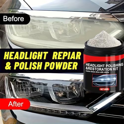 Polvo de pulido de – fórmula profesional de 80 ml | Kit de pulido de faros con reparación de arañazos, restauración de superficies, brillo de espejo, kit de eliminación de arañazos de - imagen 4