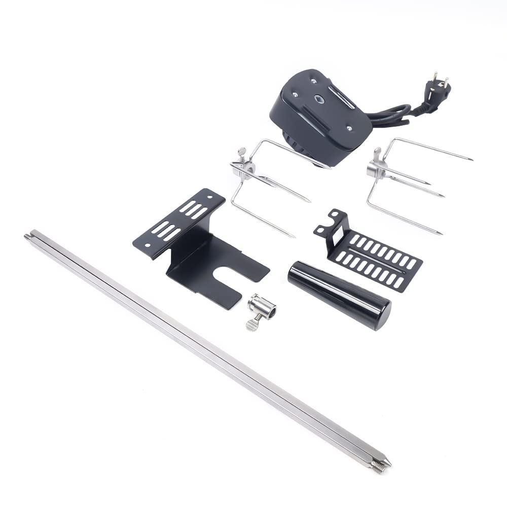 Spiedino girevole elettrico, in acciaio inox, girarrosto girevole per barbecue, set di accessori per griglia a sfera, 220 – 240 V, spina europea con cavo da 120 cm, per famiglie, picnic,