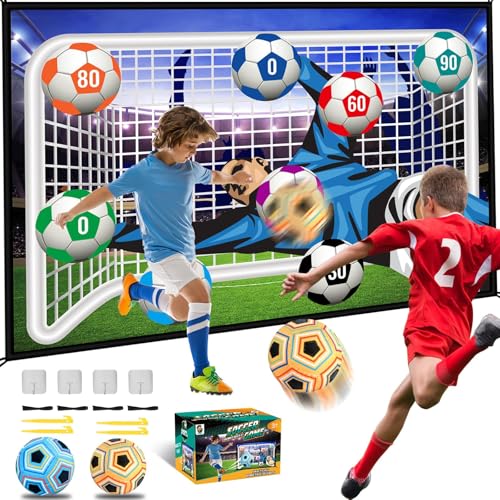 Image of Nazano Soccer Ball Game Set for Kids, Indoor Outdoor Backyard Toss Soccer Goal Game with 2 Balls, 1 Flannel Target, Soccer Toys for 4 5 6 7 8 Years Old Kids Birthday
