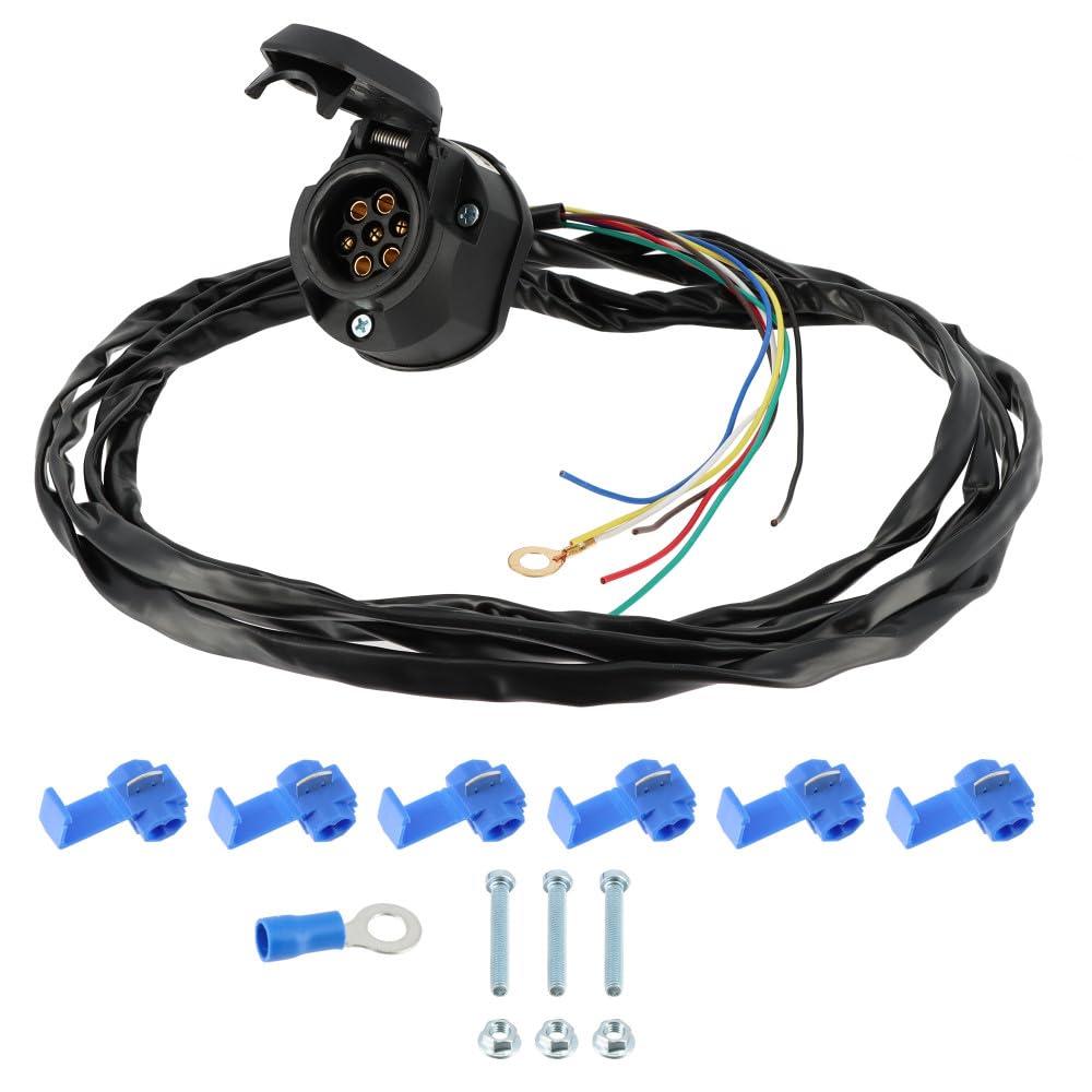 MECA24 Faisceau Attelage Remorque - Prise 7 plots 12V Femelle - Pré Câblé 2m - Fils 7x0.5mm² - pour Remorques et Machines agricoles