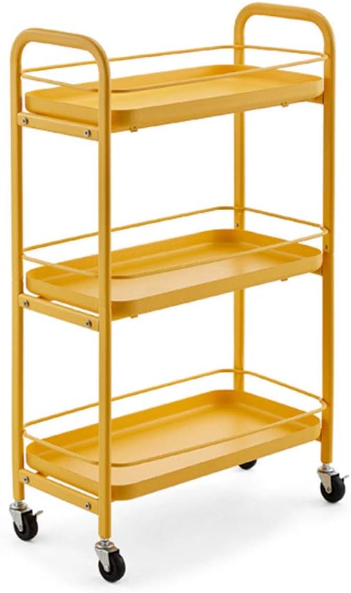 Dental Cart Beauty Trolley Assembly Barber Shop Cart 3-Layer Removable Storage Tray Mobile Shelf with Brake Casters/Bilateral Armrests 7 Colors (White)