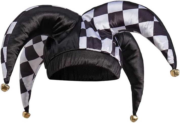 Court Jester Hat Adult Harlequin Clown Jester Circus Costume Hat Ren Faire Festival Accessories with Bells