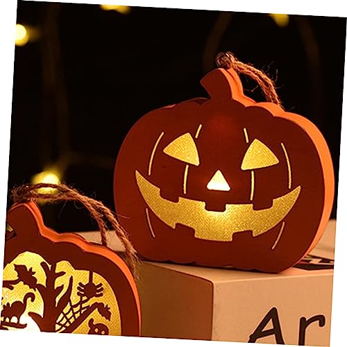 NOLITOY 3 Pecas luzes do dia das bruxas luz delicada do dia das bruxas pingente de recorte de madeir