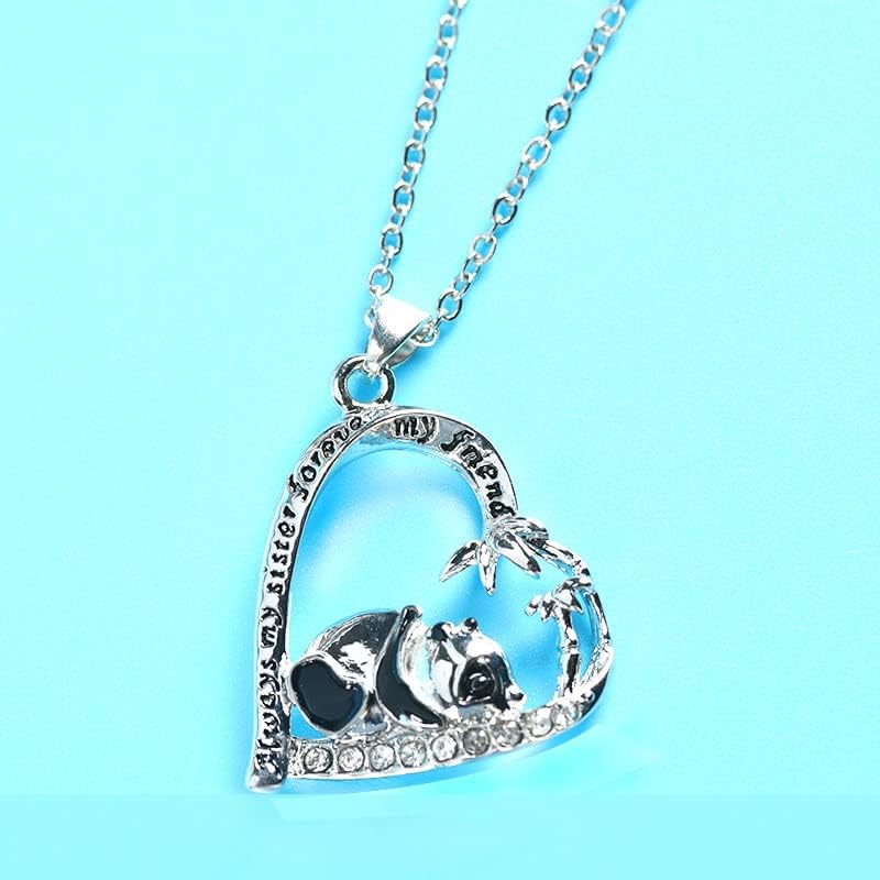 Gift Necklace for Sister from Brother Sister Heart Necklaces for Sisters Always My Sister Forever My Friend Panda Necklace for Little Big Sister Graduation Birthday Gifts2
