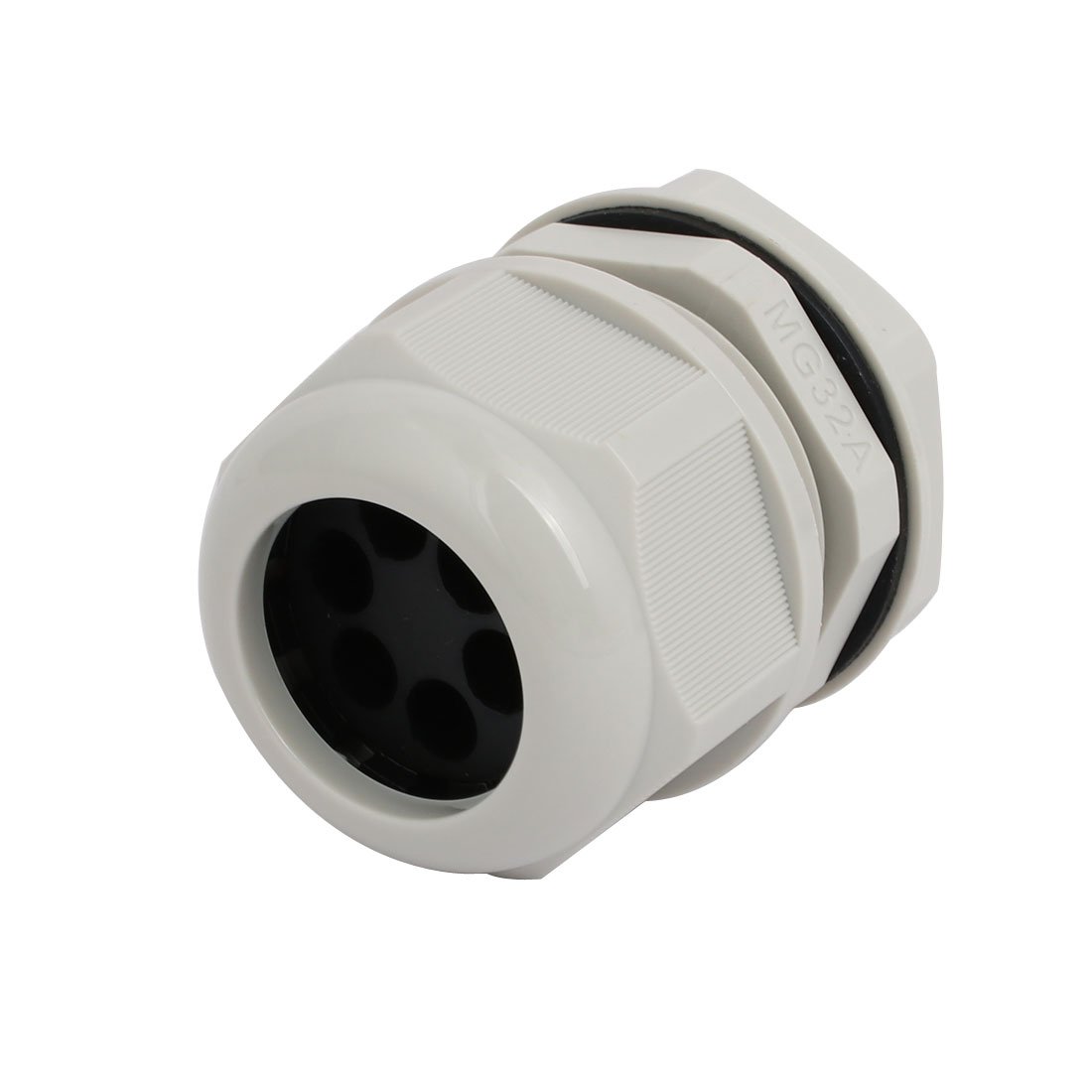 Aexit M32x1.5mm 5.6mm-7mm Transmission Range Nylon 6 Holes Adjustable Cables Gland Gray