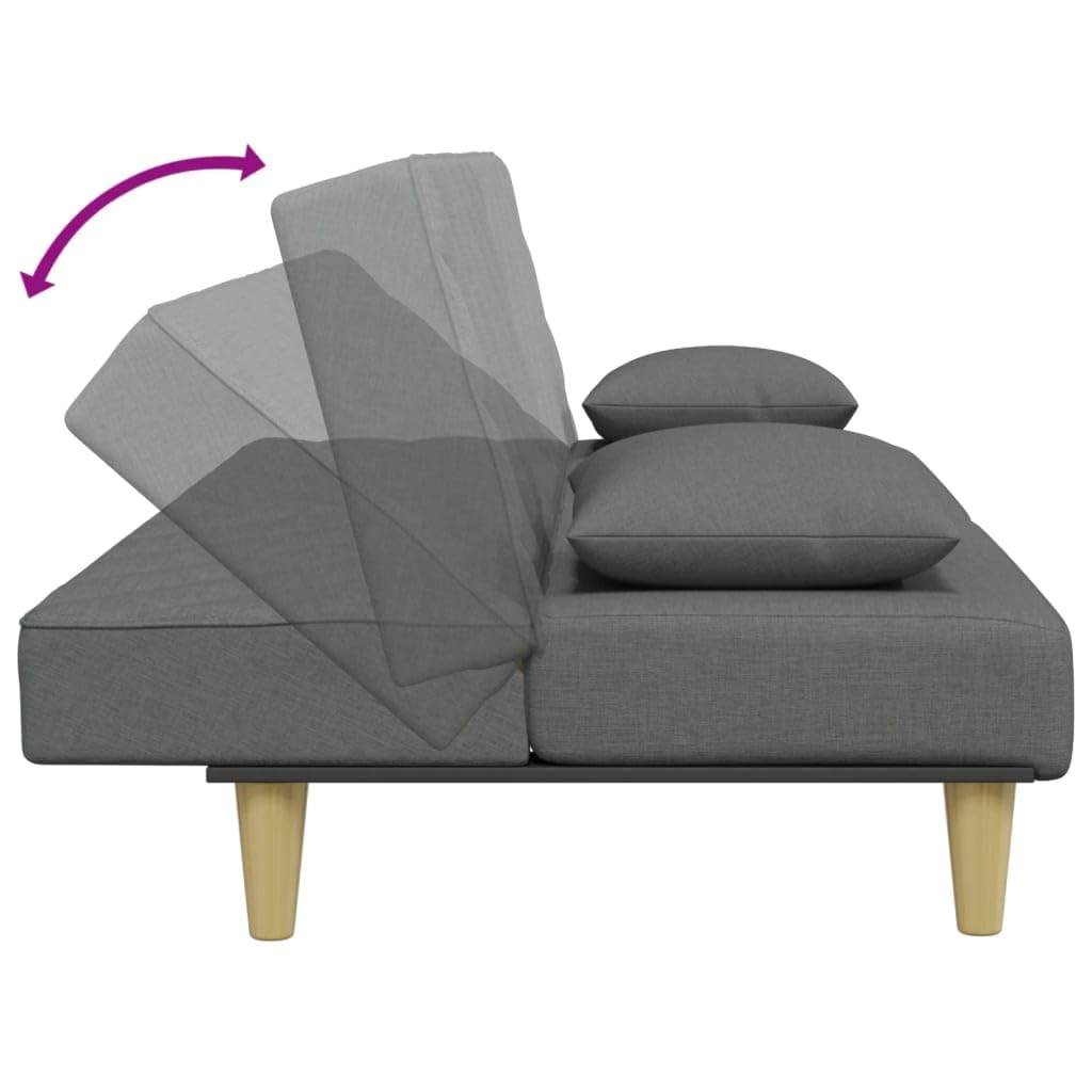 Homgoday Sofá Cama de 2 plazas con Almohadas y Taburete Tela Gris Oscuro, Sillones de Televisión, Sofás de Descanso Relax, Sofas De Salon, Hogar Sofa Muebles，Asientos Tapizados para Salón