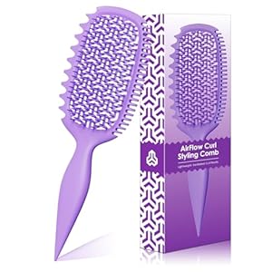 Curl Defining Brush for Thick Coily Hair, Firm-Bristle TPEE Detangling Brush for Coarse 4A–4C Curls, Dual-Sided Wide & Narrow Tooth Brush for Wet & Dry Curl Shaping– Women & Men (2054-Pale Lilac)