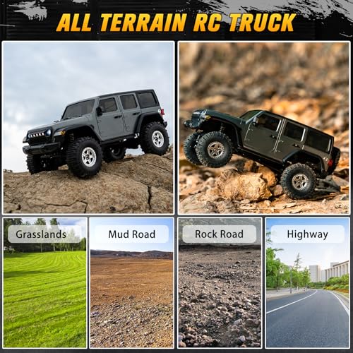 Image of Mostop RC Rock Crawler RC Truck 4x4, 1 /18 RC Jeep Off Road Remote Control Truck with 2 Batteries & Light, 3 Speed Proportional Steering RC Crawler with 370 Brushed Motor