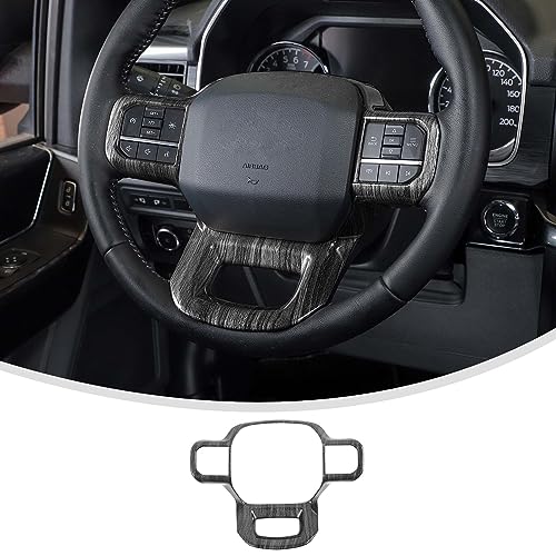 Linskip Steering Wheel Trim Compatible with Ford F150 2021 2022 2023 2024 2025, Steering Wheel Cover for Ford F-150 Interior Accessories(Dark Wood Grain)