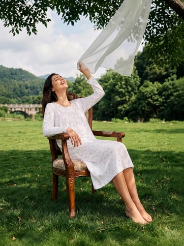 Image of IZZY + TOBY Nightgowns for Women Long Sleeve Soft Cotton Long Warm Nightdress Kintted Night Gown