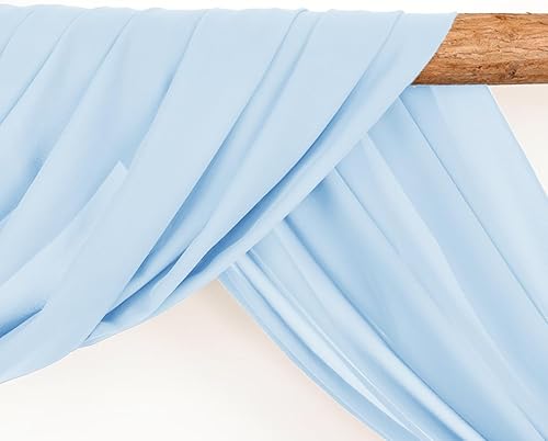 Miniatura 3 de LINXTAR 2 paneles de tela para arco de boda, 30'' x 18 pies, color azul bebé, cortinas de arco de gasa transparente para cabina de fotos, despedida