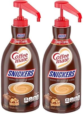Nestle Coffee mate Coffee Creamer, Snickers, Concentrated Liquid Pump Bottle, Non Dairy, No Refrigeration, 50.7 Fl Oz (Pac...