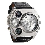 Avaner Men's Leather Wrist Watches: Oversized Big Face, Steampunk Retro