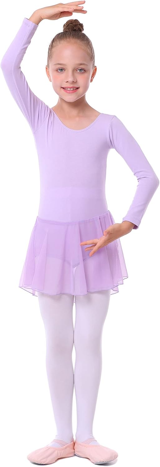 MdnMd Toddler Girls Long Sleeve Ballet Leotards Dresses Dance Skirt Ballerina Tutu Outfits - Image 2