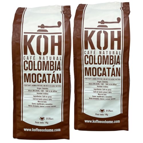 KoffeeONHOME Café Colombia Mocatán en Grano Arábica Tueste Natural 2 x1 kg - 2 kg