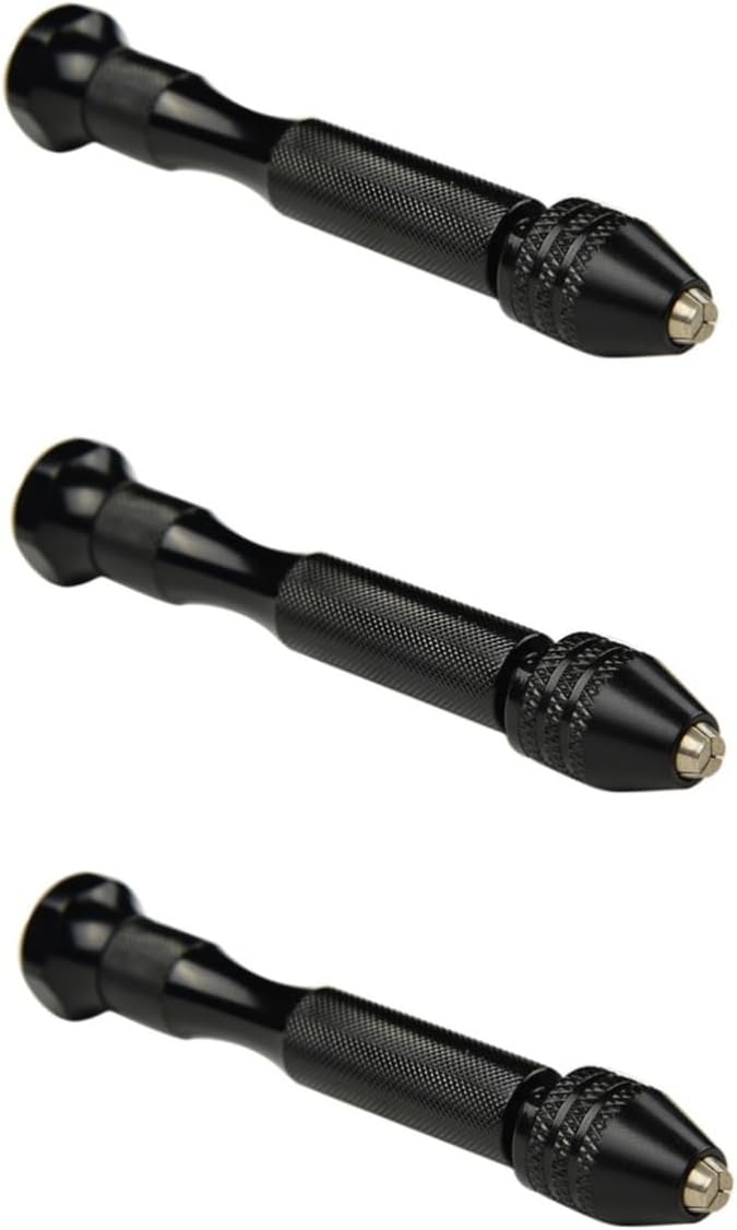 jojofuny 3pcs Jewelry Drill Vice Grip Pin Vise Hand Drill Black for Wood Resin Jewelry