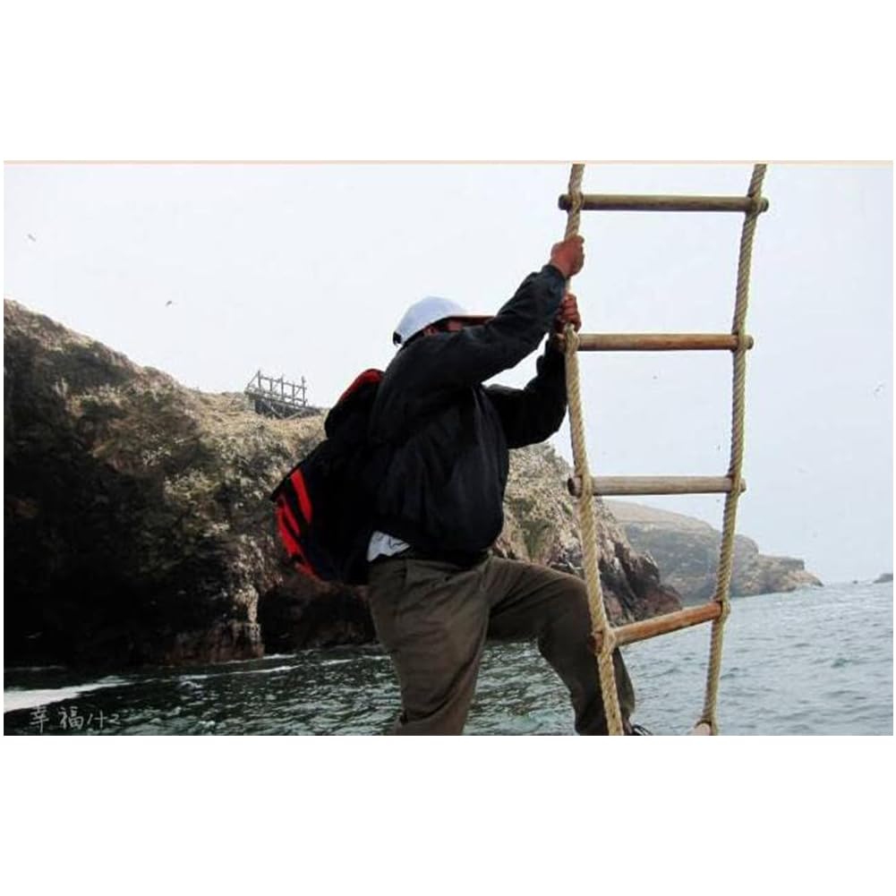 Escalera De Cuerda De Madera Maciza, Escalera De Fuego De Madera, Pedal Macizo, Cuerda Fuerte, Escalera De Escape Plegable Antideslizante Con Gancho, Ventana, Balcón,10m