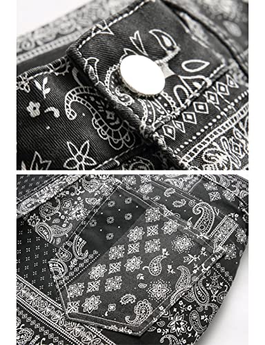 Men Paisley Bandanna Digital Printed Stretch Jeans4