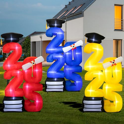 6.0 FT Inflatable Graduation Decorations Class of 2025 - Blow Up 2025 Light Up Marquee Numbers - Yard Sign for Congrats Graduation Party Decorations College High School Kindergarten Preschool