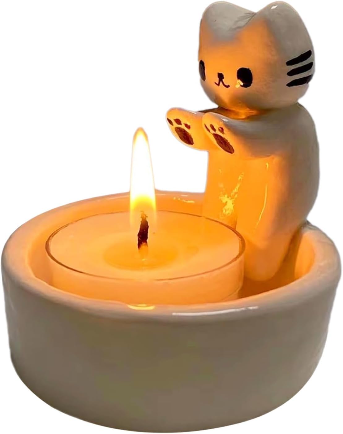 Cat Candle Holder,Kitten Tea Light Candle Holders,Warming Paws Cat Tealight Holders Ornaments,Handmade Sturdy High Tempe Resistant Cat Candlestick Holder, Home Decor Cat Gifts for Cat Lovers (1pc)