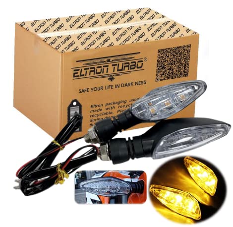 Eltron Turbo Original Waterproof Unbreakable Quality Ktm Style Indicators Smd High Bright Universal For All Bikes Models Turn Signal Lights Motorcycle (Amber, Pack Of 2) - Led