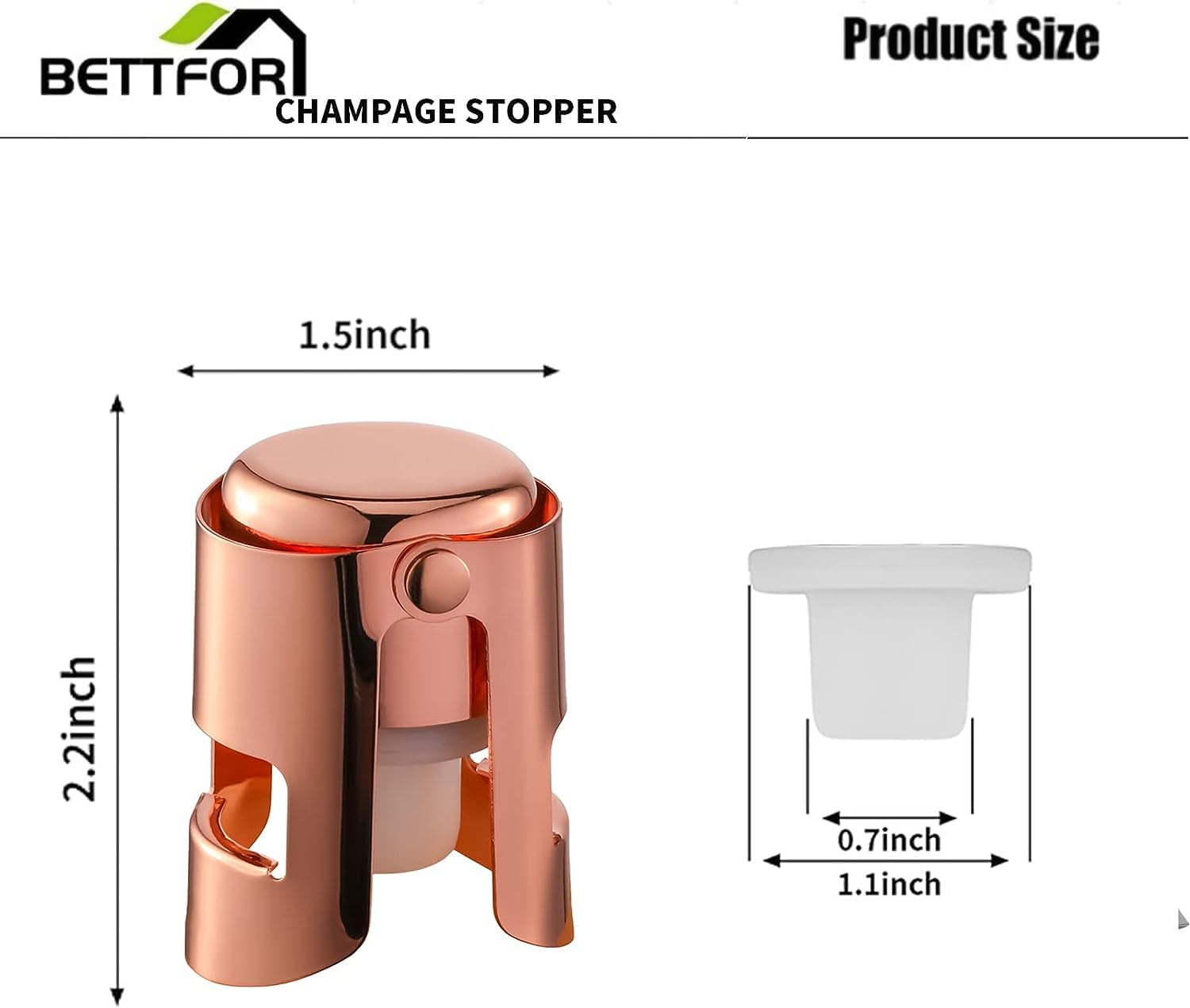 Tapones de champán con protector de champán de acero inoxidable con silicona de grado alimenticio a prueba de fugas, se mantienen frescos, adecuados para champán, cava, prosecco y brillante