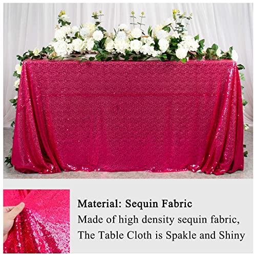 Amzlokae Sequin Tablecloth Rectangle 50X80 Hot Pink Table Overlay Glitter Table Cloths For Parties Seamless Tablecloth Sparkle Table Cover For Dining Room Thanksgiving Table Decor #TOP2